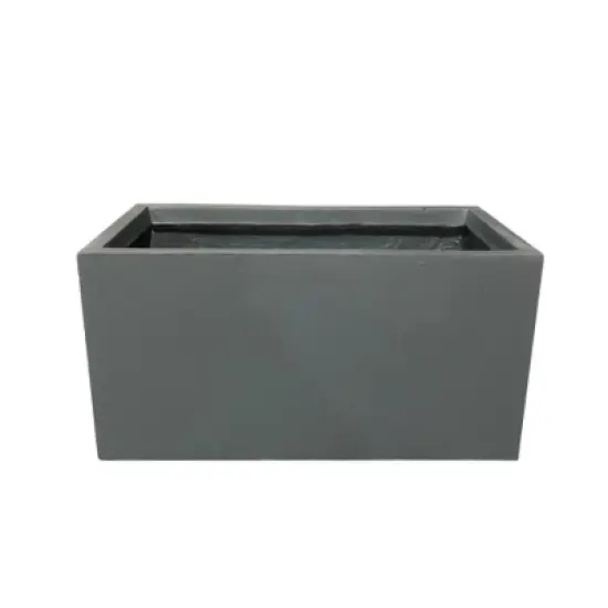 Rosemead Home & Garden, Inc. 12" Wide Kante Elegant Rectangular Concrete/Fiberglass Indoor Outdoor Planter Box Charcoal Gray image {1}