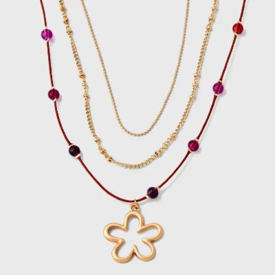 Mixed Quartz Stationed Chain and Beaded Necklace Set 3pc - Universal Thread&trade; image {5}