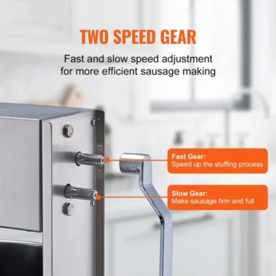 VEVOR Manual Sausage Stuffer, 10 L / 22 LBS Vertical Sausage Machine, Dual-Speed Meat Stuffer, Made of Food-Grade 304 Stainless Steel, Silver image {2}