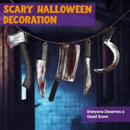 Joyfy 5 Pcs Halloween Fake Blood Weapon Props, Prop Knife Toy Haunted House Fake Knife, Halloween Indoor and Outdoor Decorations image {6}