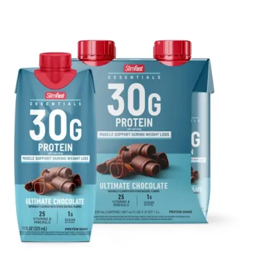 SlimFast Essentials Protein Shake - Chocolate - 30g Protein - 11 fl oz/4ct image {8}