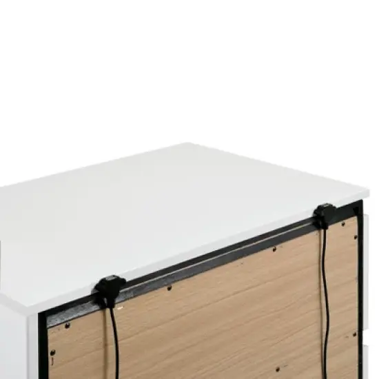 3pc Queen Pape Modern Bed with 2 Nightstands White/Metallic Gray - miBasics: Contemporary Furniture Set image {10}