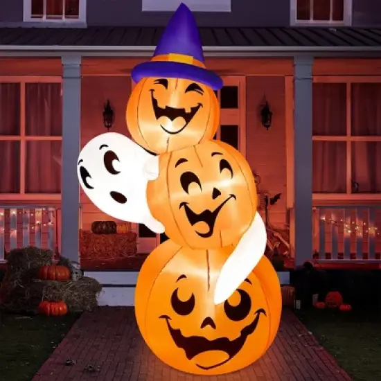 Joyfy 6 FT Tall Halloween Inflatable Outdoor Decorations, Stacked Pumpkins Inflatable with LEDs for Halloween Party Yard Garden Lawn Decoration image {4}