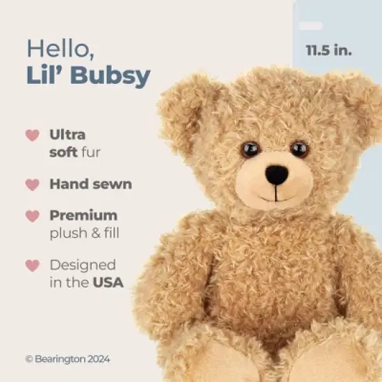 Bearington Lil' Bubsy Brown Plush Teddy Bear Stuffed Animal, 11.5 Inch, For Ages 3-14 image {5}