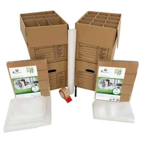 UBMOVE Kitchen Moving Boxes & Supplies Kit #1- (4) Boxes with Dish/Glass Inserts image {11}