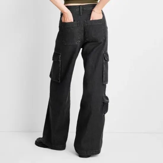 Women's High-Rise Wide Leg Denim Cargo Pants - Universal Thread&trade; image {1}