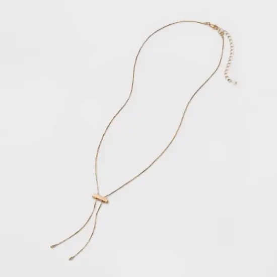 Slider Bar Bolo Tie Y-Line Necklace - Universal Thread&trade; Gold image {2}