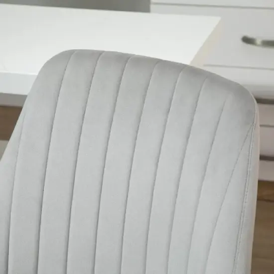 Vinsetto Mid-Back Office Chair, Velvet Fabric Swivel Scallop Shape Computer Desk Chair for Home Office or Bedroom image {4}