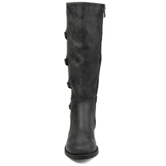 Journee Collection Womens Carly Wide Calf Stacked Heel Riding Boots image {5}