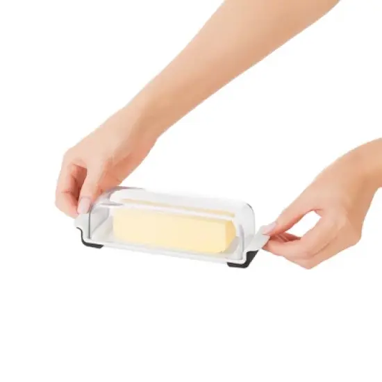 OXO Softworks Butter Dish: White Polypropylene Butter Holder, Dishwasher-Safe, 2-Piece Set, 7.80" Width image {6}