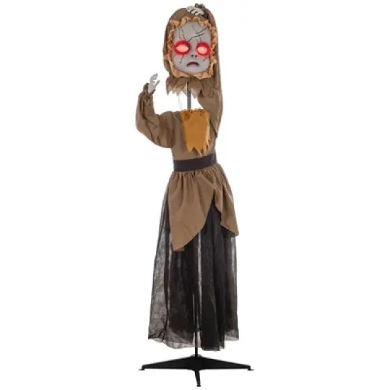 HOMCOM Halloween Doll with Simulated Wound Cracks, Animatronic Prop w/ Light Up Eyes for Party image {3}