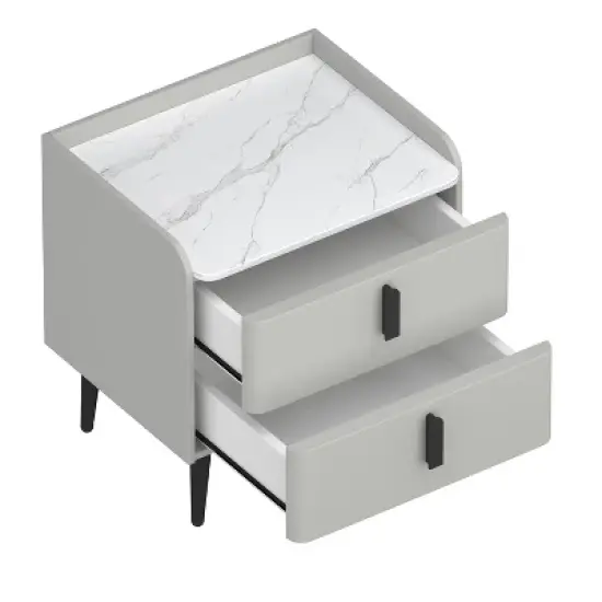 Dexmalle Night Stand with Marble-Pattern Tabletop image {6}