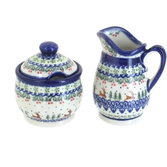 Blue Rose Polish Pottery 1583 Vena Cream & Sugar Set image {11}