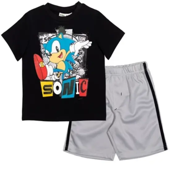SEGA  Sonic The Hedgehog    Toddler Boys Graphic T-Shirt Mesh Shorts Set  image {9}