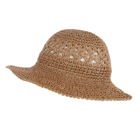 David & Young Women's Hand Crochet Straw Sun Hat image {1}