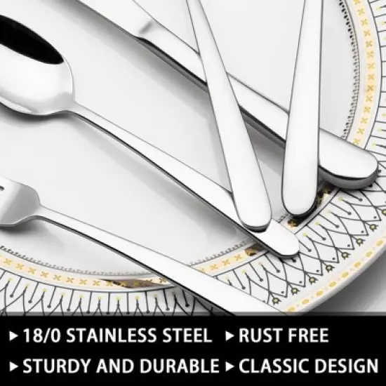 BRINJOY 49-Piece Silverware Set for 8 - Stainless Steel Flatware Set with Drawer Organizer image {2}