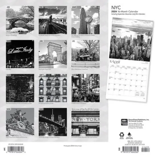 Browntrout 2024 Wall Calendar 12"x12" New York City Black & White image {1}