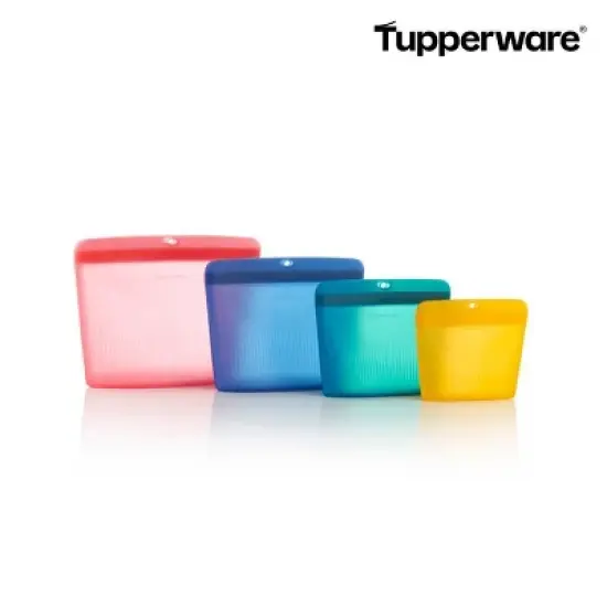 Tupperware 4pc Ultimate Silicone Bag Set: Reusable Food Storage, Dishwasher-Safe, Multicolored image {18}