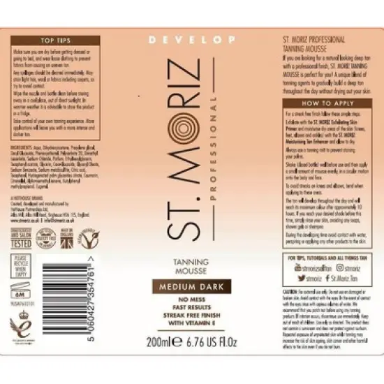 St. Moriz Professional Medium Dark Clear Mousse - 6.76 fl oz image {3}