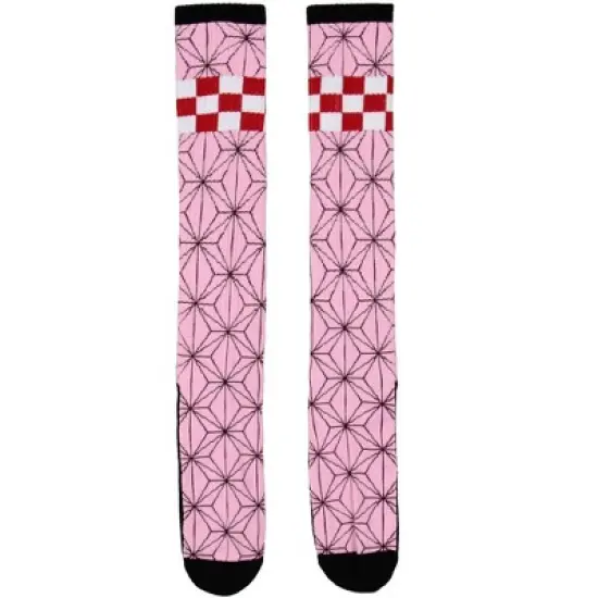 Demon Slayer Anime Nezuko Kamado Costume Knee High Socks For Women 1 Pair image {1}