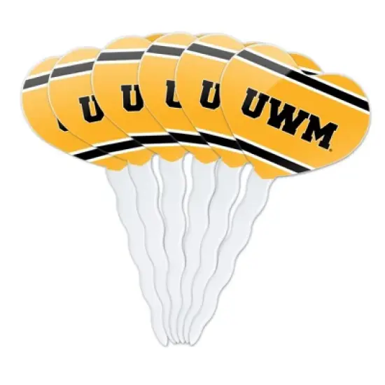 University of Wisconsin Milwaukee Official Stripes Heart Love Cupcake Picks Toppers Decoration Set of 6 image {7}