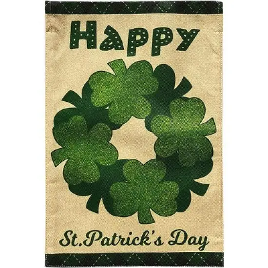 Briarwood Lane Happy St. Patrick's Day Wreath Burlap Garden Flag 18" x 12.5" image {2}