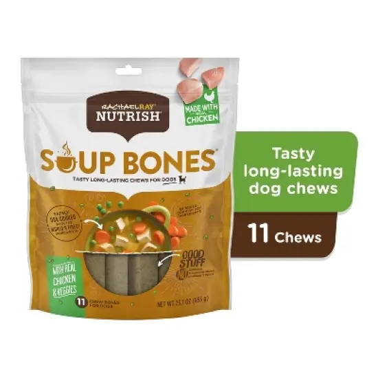 Rachael Ray Nutrish Soup Bones Real Chicken & Vegetable Chewy Dog Treats  - 23.1oz/11ct image {3}