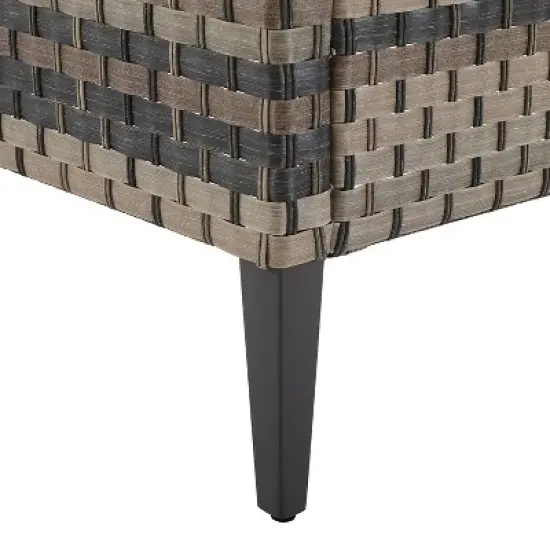 Prescott Outdoor Wicker Ottoman - Taupe/Brown - Crosley image {6}