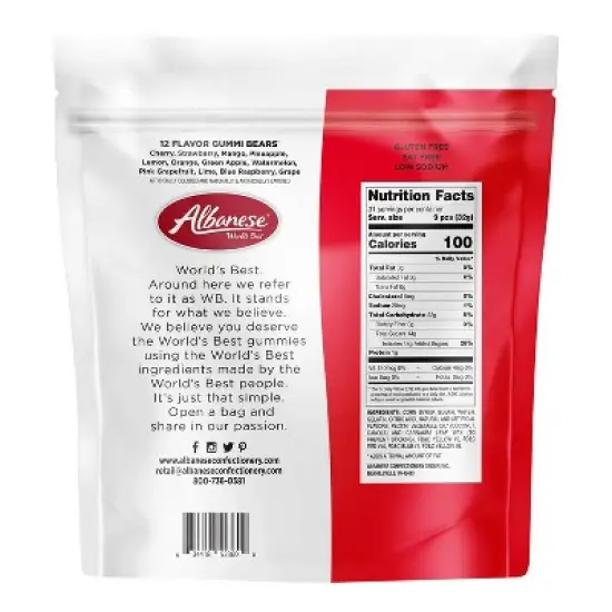 Albanese Worlds Best 12 Flavor Gummi Bears Candy - 36oz image {1}