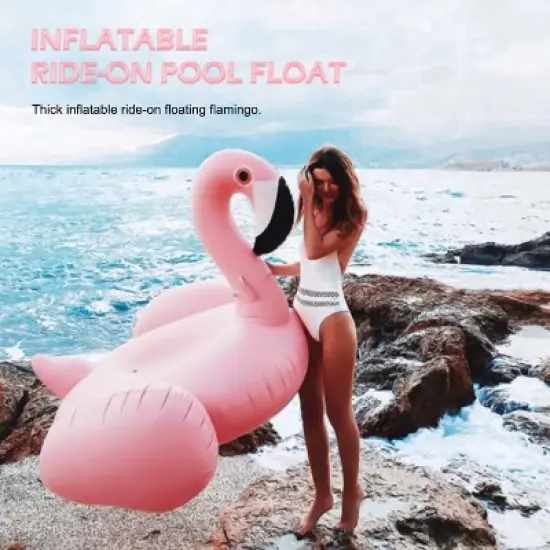 Acoinel Small pink Flamingo Party Tube Inflatable Raft,Pool Toy, Party Supply for Swimming (for Adults and Kids) image {1}