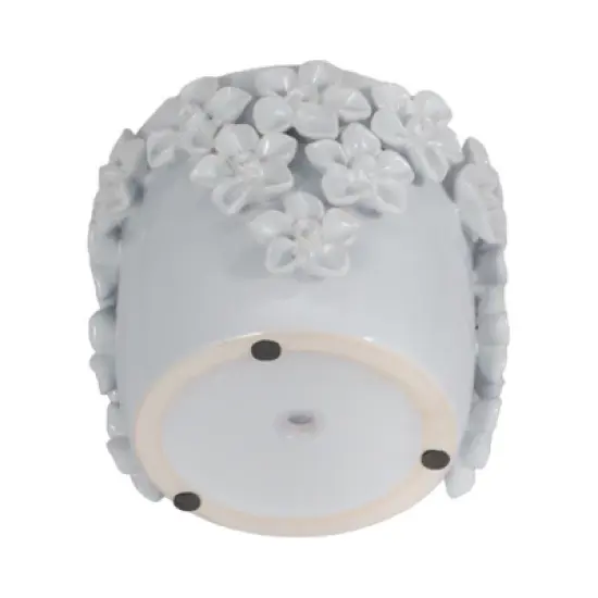 Planter Stoneware Ceramic Floral Design with Raised 3D Sculpted Flowers and Glossy Handcrafted Texture Detailing image {5}
