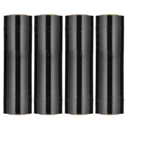 PSBM 4 Rolls 18"x1000' Cast Packing Stretch Film Shrink Hand Wrap (100 Ga) Dark Black image {1}