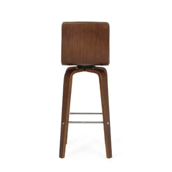 2pc Hargis Mid Century Modern Channel Stitch Bentwood Swivel Counter Height Barstools - Christopher Knight Home image {6}