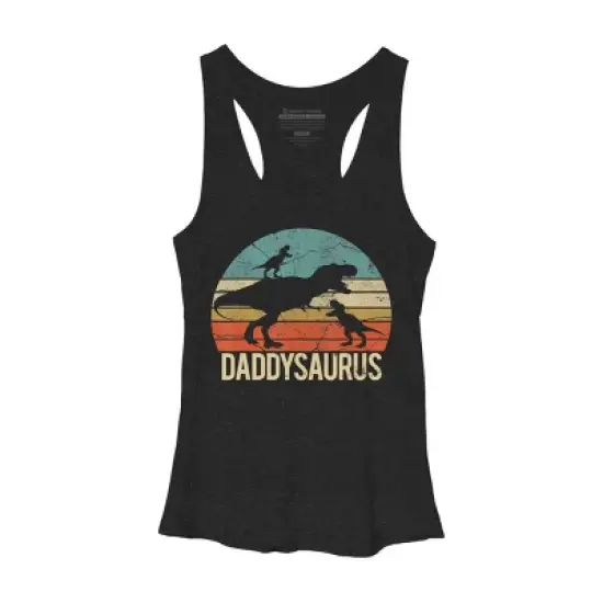 Women's Design By Humans Retro Daddy Dinosaur Daddysaurus Roar By nathanhoang Racerback Tank Top image {3}