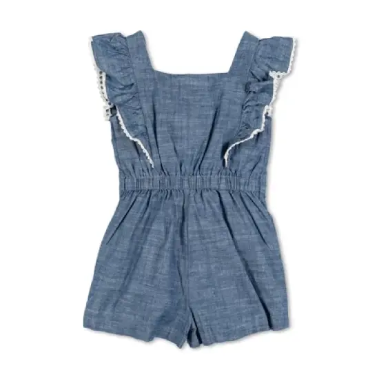 Hope & Henry Girls' Button Front Ruffle Romper, Toddler image {2}
