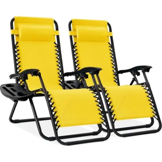 Best Choice Products Set of 2 Zero Gravity Lounge Chair Recliners for Patio, Pool w/ Cup Holder Tray image {29}