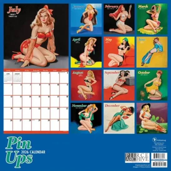 TF Publishing 13.5"x14.5" 2026 Pin-Ups Wall Calendar image {4}