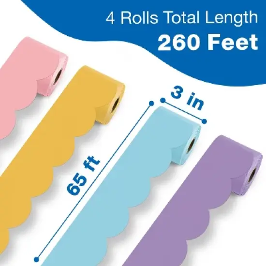 Carson Dellosa Education 65' Spring Pastel 4 Pack Rolled Bulletin Board Border Set (4 rolled borders) image {1}
