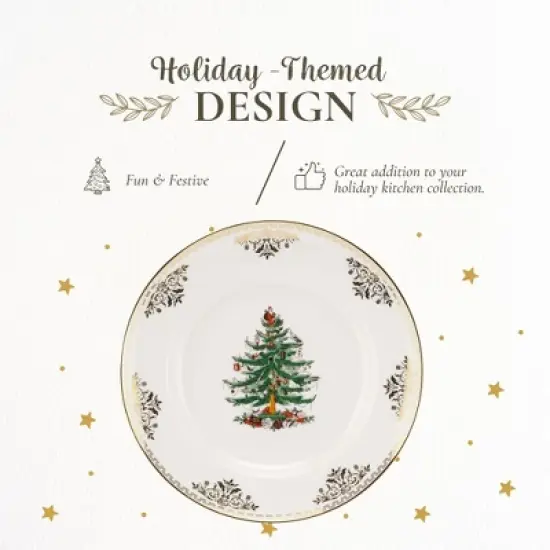 Spode Christmas Tree Gold Dinner Plate, 10.5-Inch Porcelain Dinner & Appetizer Plate, Microwave & Dishwasher Safe, Festive Collectible Dining Plate image {2}