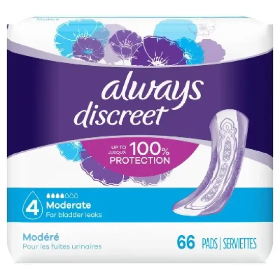 Always Discreet Incontinence & Postpartum Incontinence Pads for Women - Moderate Absorbency - Size 4 image {13}