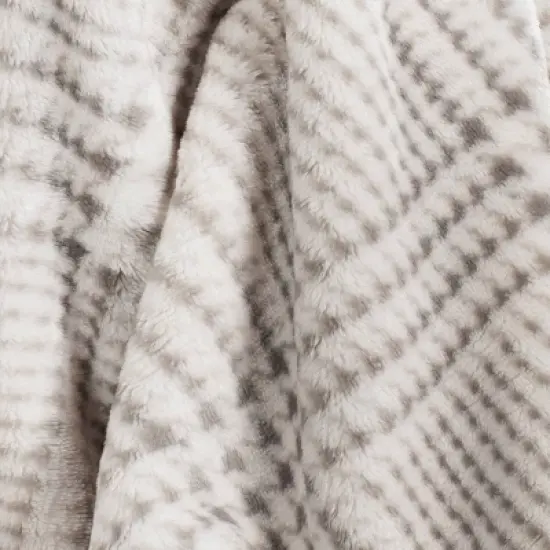 Oversized Printed Glen Plaid Primalush Throw Blanket Gray/Ivory - Threshold&trade; image {4}