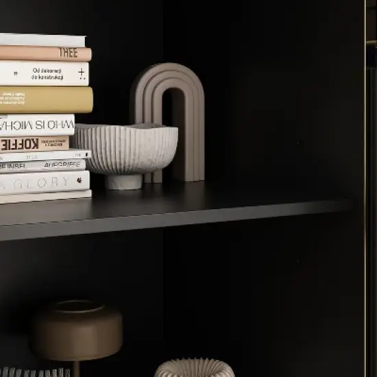 FUFU&GAGA Wave Finish 4 Door Floor Standing Sideboard with Adjustable Shelves image {9}