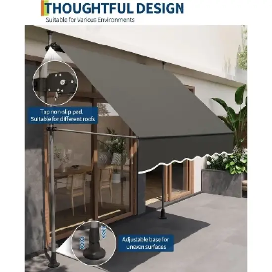 118&rsquo;&rsquo;x67&rsquo;&rsquo; Manual Retractable Awning, Freestanding Patio Awning with Crank Handle image {4}