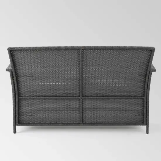 St. Lucia Wicker Loveseat - Gray - Christopher Knight Home image {1}
