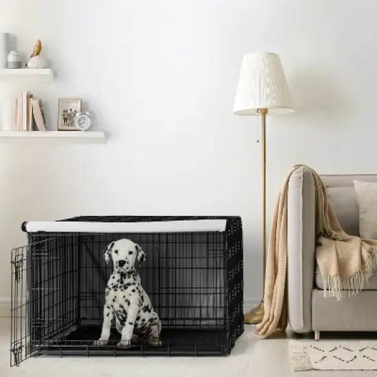 Sweet Jojo Designs Dog Crate Kennel Cover 36in. Boho Hatch Black and White image {1}