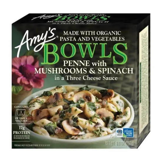Amys Frozen Penne Bowl with Mushrooms and Spinach - 9oz image {8}