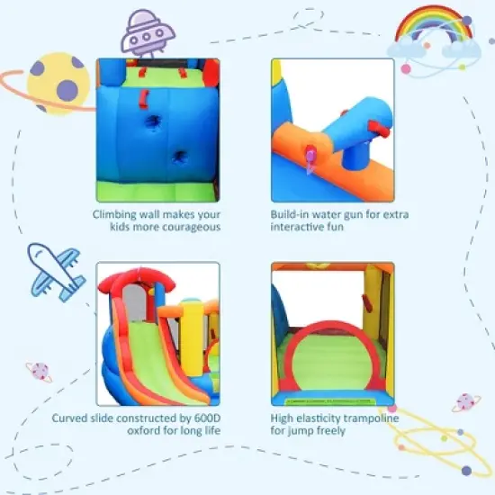 Costway Inflatable Bounce House Kid Water Splash Pool Slide Jumping Castle w/740W Blower image {8}