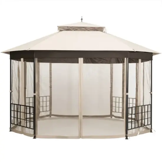 Tangkula 10'x 12'Octagonal Canopy Tent Patio Gazebo Canopy Shelter W/ Mosquito Netting image {3}