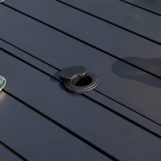 7pc Outdoor Dining Set with 7 Position Adjustable Folding Chairs & Metal Rectangle Table with Umbrella Hole - Captiva Designs image {6}