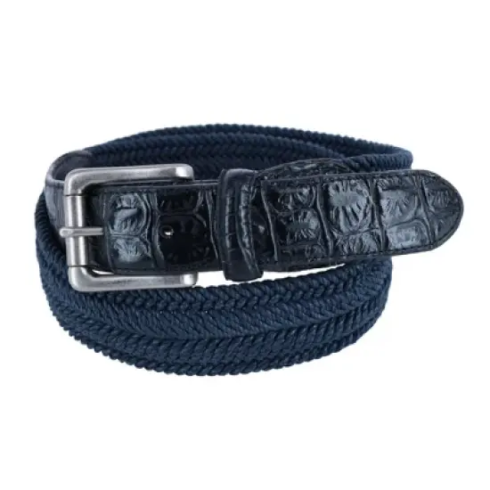 CTM Men's Big & Tall Waxed Braided Belt with Croc Print Ends image {4}